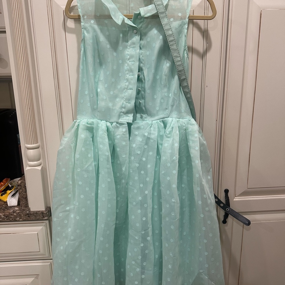 Unique Vintage Mint Green Polka Dot Dress